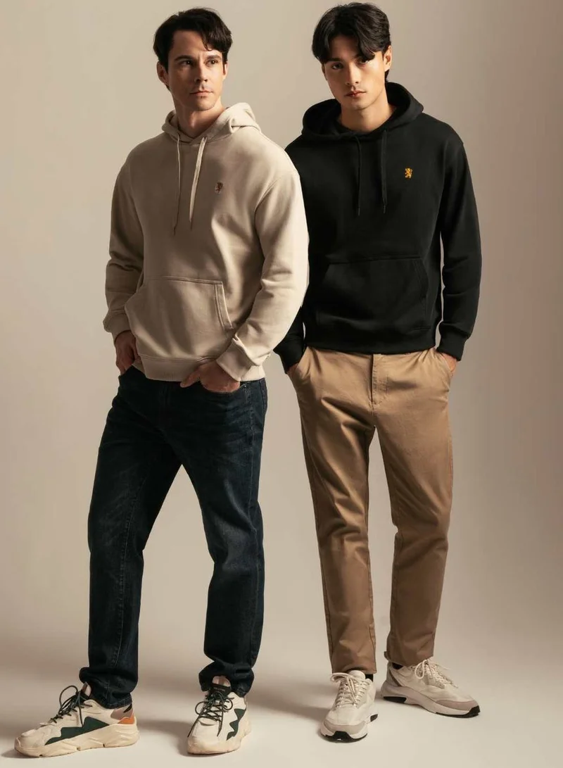 جيوردانو هودي رجالي بياقة مستديرة من نسيج التيري الفرنسي بقصة مريحة